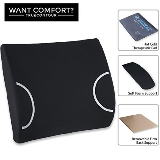 Vaunn Medical Seat Cushion, Lumbar Back Support Pillow for Office Chair with Removable Firm Insert - size: with Gel Pad