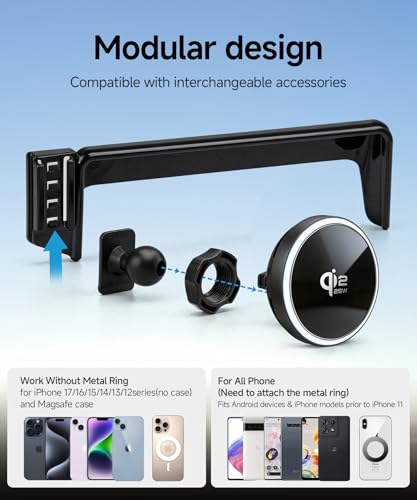 Qi2.2 Max 25W Fast Wireless Car Charger Phone Holder for 2019-2022 BMW 3 Series /2021-2023 4 Series/2022-2024 2 Series 10.25-Inch Screen, Magnetic Phone Mount Compatible with MagSafe