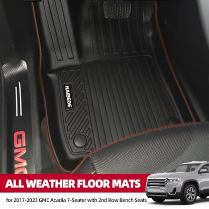 Naibeve Floor Mats for 2017-2023 GMC Acadia 7 Seats Bench Seats - All Weather for GMC Acadia Floor Mats Cargo Mat 2nd & 3rd Row Backrest Mats - size: 18)Acadia 7 Seats|2017-2023