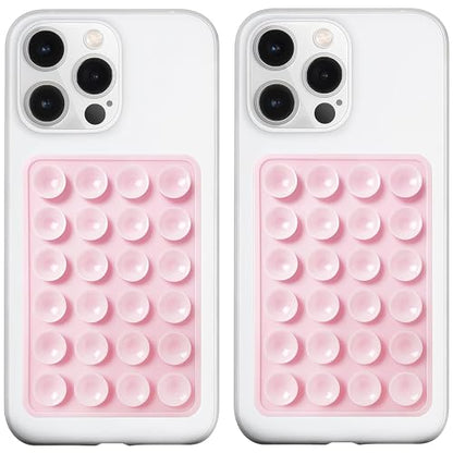 LvShuLiangPin 2 Pack Silicone Suction Phone Case Mount, Silicon Adhesive Phone Grip for Smartphones, Hands-Free Mirror Shower Phone Holder for Selfies, Tiktok Videos (Light Pink) - color: Light Pink