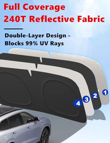 Windshield Sun Shade for Toyota RAV4 2013-2018 Sunshade 240T Reflective Fabric Double-Layer Design Front Window Blocks UV Rays and Heat Automotive Interior Protector Keep Your Car Cooler