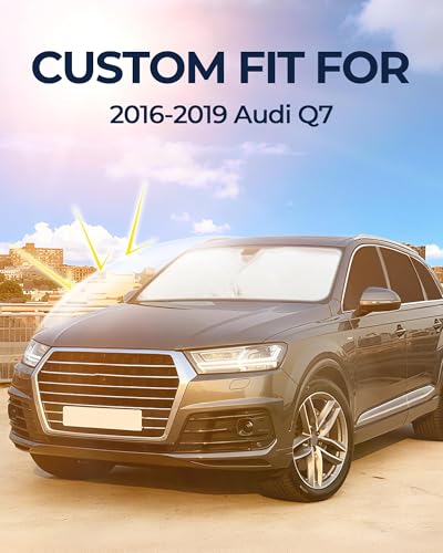 for Audi Q7 2016-2019 Car Window Shades, 8pcs Privacy Sun Shade Set for Front Windshield Side and Rear Windows, Full Window Covers Keeps Vehicle Cool for Camping Napping - size: For Audi Q7 2016-2019