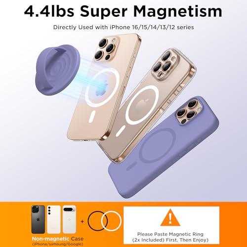 Magnetic Phone Grip Ring Holder, Liquid Silicone Magnet Cell Phone Grip Finger Loop, Compatible with Magsafe, Back of Phone for iPhone 17/16/15/14/13/12 Series, Lavender - color: Lavender