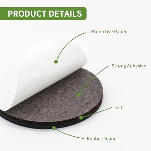 Non Slip Furniture Pads 8 PCS 4'' Round - Anti Slip Furniture Pads - Self Adhesive Rubber Feet Furniture Feet - Chair Leg Floor Protectors - Keep Furniture in Place - size: Round 4 inch 8PACK
