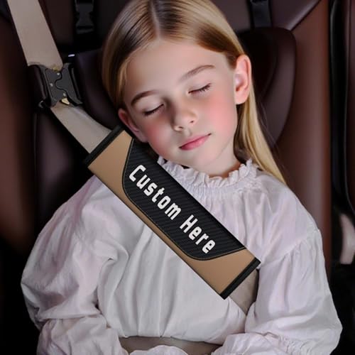 Customizable Seat Belt Cover – Personalized Seatbelt Cushion with Name, Logo, Text & Image – Carbon Fiber Shoulder Strap Pads for Car, Truck, SUV, Backpack – Custom Car Accessories for Women - color: Beige