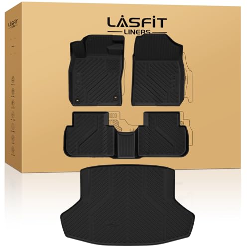 LASFIT Floor Mats & Trunk Mat for 11th Gen Honda Civic 2026 2025 2024 2023 2022 Sedan (Fits Rear Seats with or Without USB Ports), All Weather TPE Car Floor Liners,1st & 2nd Row & Trunk Liner - style: 1）For Honda Civic Sedan | 2022-2026 | Full Set (Rear S