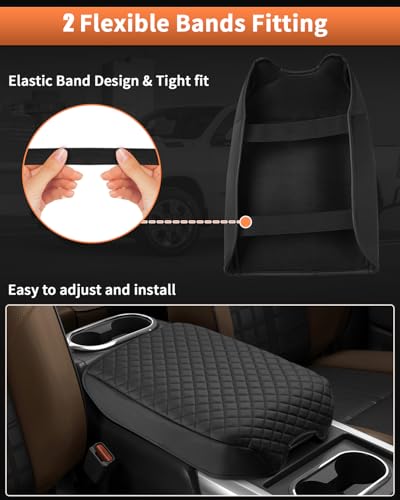 Shademax Center Console Cover for Nissan Titan 2016-2024 Accessories Armrest Cover Cushion Pad Leather Middle Console Cover Car Armrest Seat Box Console Lids Protector (Only for Bucket Seat Console) - size: Size for Nissan Titan 2016-2024