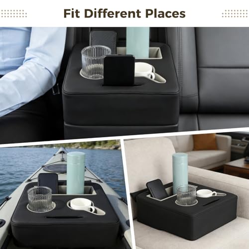 Back Seat Cup Holder for Car, Universal Truck Bed Organizer, Automotive Bottle Holder Tray, Boat Couch Expander Tray for Snacks, Phone, Remote