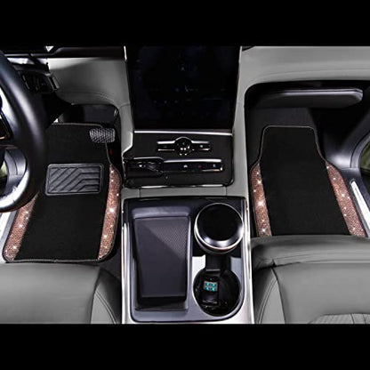 CAR PASS Bling Rhinestone Diamond Car Floor Mat, Crystal Sparkly Shining Glitter Carpet Waterproof Anti-Slip PVC Heel Pad, Universal for Interior Auto SUV,Sedan,Van,4pcs Girl Women Men, Champagne Gold - color: Gold Diamond