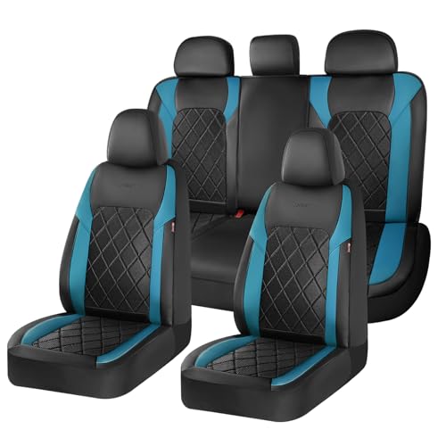 Coverado Car Seat Covers, Seat Covers Full Set, 5 Seats Automotive Seat Cover, Mesh Breathable Seat Protectors, Universal Fit for Most Cars - color: 59001-Black_Blue, size: FullSet