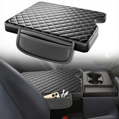 AZEAM Center Console Cover for 2015-2026 Ford F150, 2017-2026 F250 F350 F450 with 40/20/40 Jump Seat, Leather Middle Console Armrest Cover Accessories with 2 Sided Pockets (Jump Seat Only)