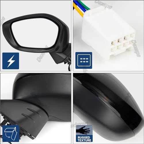 Driver Side Mirror Assembly Compatible with Honda Civic 2022-2025 Non-heated Power Adjustable Glass Manual Folding Replace 76258T20A01 HO1320350 Black (3Pin Left) - style: 3pin Left
