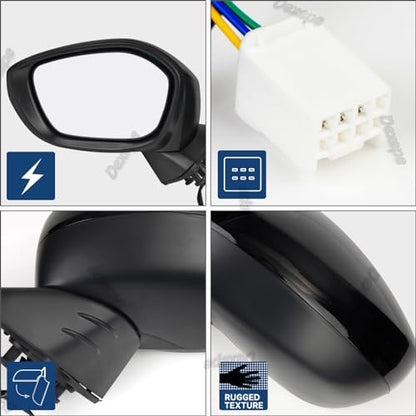 Driver Side Mirror Assembly Compatible with Honda Civic 2022-2025 Non-heated Power Adjustable Glass Manual Folding Replace 76258T20A01 HO1320350 Black (3Pin Left) - style: 3pin Left