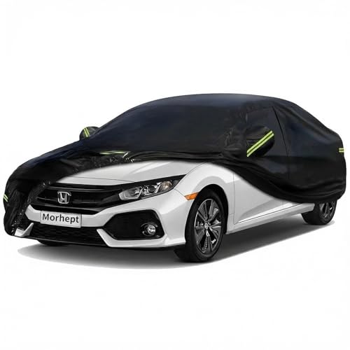 Car Cover Custom Fit for Honda Civic, Waterproof All Weather Full Exterior Sedan Cover Rain Snow UV Protection Cover with Door Zipper - color: Black, size: Fit for Honda Civic
