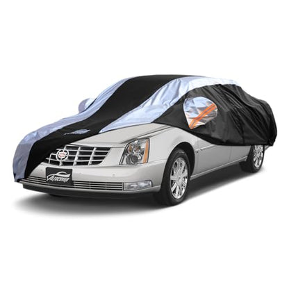 Car Cover Waterproof All Weather with Silver Strip Design, Custom Fit for DTS(2006–2011), XTS(2013-2019), CT6(2016-2020), DTS Accessory with Door Zipper & Windproof Straps - size: Custom Fit Cadillac DTS, XTS, CT6