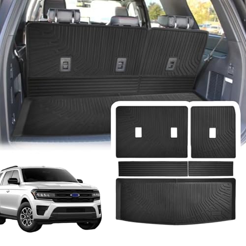 Cargo Liner Compatible with 2018-2025 Ford Expedition/Lincoln Navigator (NOT for MAX & L) Trunk Mat Cargo Mat Back Seat Cover Protector(Backrest Mats+Trunk Mat) - size: For 2018-2025 Ford Expedition & Lincoln Navigator
