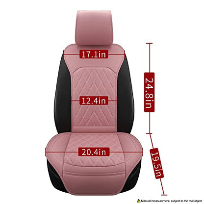 Sanwom Universal Front Leather Car Seat Covers Pink 2 Pcs Luxury Seat Covers, Anti-Slip Waterproof Auto Driver Cushions Fit SUV Pickup Van Sedan, Chevy Silverado GMC Sierra Dodge Ram Tacoma Ford - color: Pink-FRONT PAIR