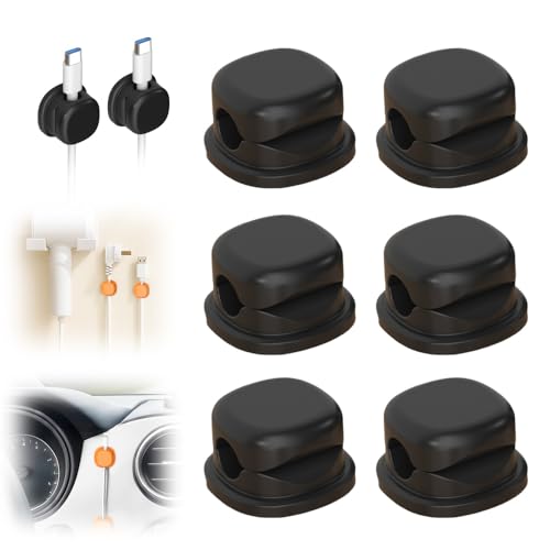Cord Organizer Holder, 2025 New Desk Cable Management, Cable Clips Organize Phone Charging Cords Holder Organizer Neatly for Home Office Car Desk Nightstand (Black, 6 Pack) - color: Black, size: 6 Pack