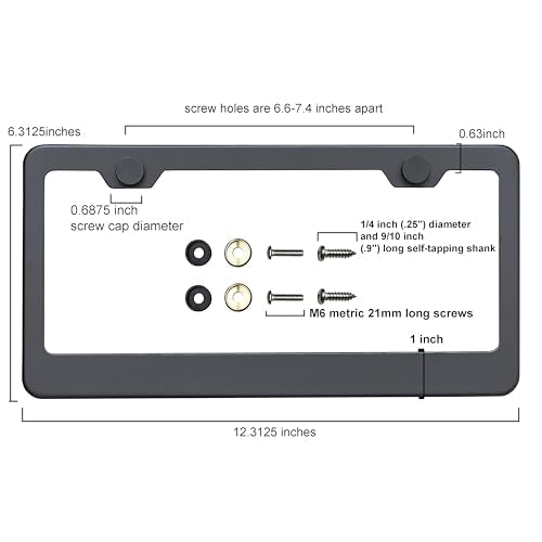T304 Stainless Steel License Plate Frame – 8K Mirror Polish Finish, Rust-Resistant, Slim Design, Universal Fit, Includes Screw Caps, Washers & Stainless Steel Screws (Matte Black) - color: Matte Black