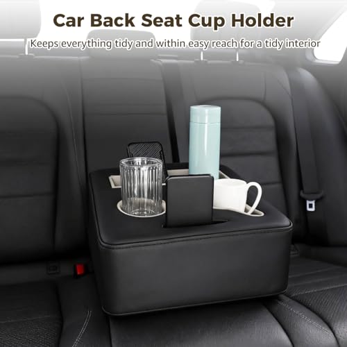 Back Seat Cup Holder for Car, Universal Truck Bed Organizer, Automotive Bottle Holder Tray, Boat Couch Expander Tray for Snacks, Phone, Remote