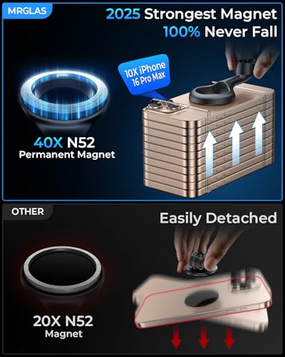 MRGLAS for MagSafe Car Mount [ 2025 Upgraded 40 Strong Magnets] [360° Rotation] Air Vent Magnetic Phone Holder [Double Metal Hook] Car Phone Holder Mount Compatible iPhone 17 16 15 Pro Max Plus S25 24 - color: Charcoal Black