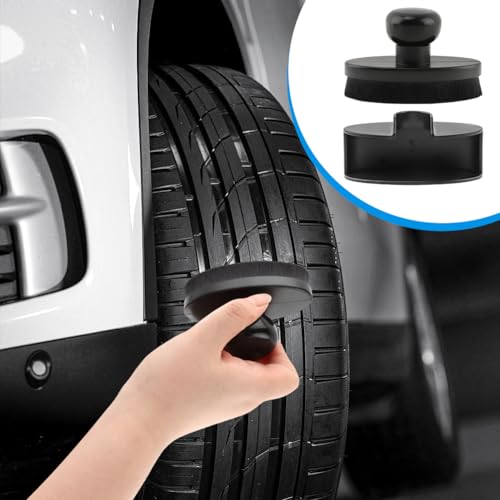 Car Tire Shine Applicator with 1 Car Interior Detailing Brush, Automotive Tire Dressing Applicator Brush with Storage Stand for Tires Detailing & Cars Wash Kit