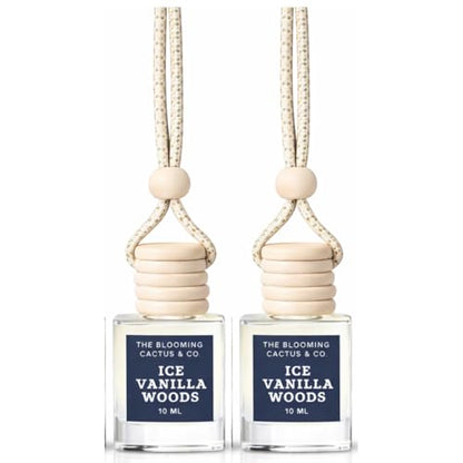 Automobile Diffuser, Long Lasting Car Air Freshener 2 Pack, Hanging Fresh Aroma Diffuser, Natural Essential Oil Fragrance for Removing Odors, Auto Interior Decor, Made in USA|ICED VANILLA WOODS-10 ML