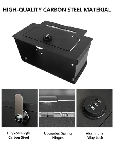 Center Console Safe Lock Box for Chevy Silverado GMC Sierra 2023-2026 Accessories No Drill Anti-Theft Armrest Security Organizer with 3-Digit Combination Lock Carbon Steel Safe Vault - size: Silverado GMC Sierra Safe Organizer