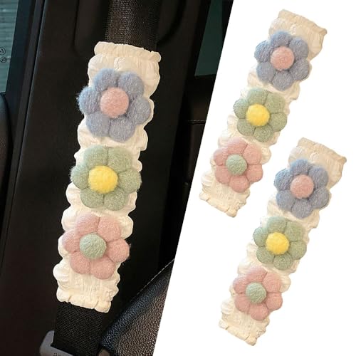 JDDRY 2PC Car Seat Belt Covers Pads,Seat Strap Pads,Auto Seat Belt Pad,Fit for Most Vehicles,Car Interior Accessories(Multi-Color Flower) - color: Multi-color Flower