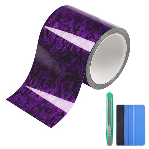Lypumso Gloss Forged Carbon Fiber Vinyl Wrap Tape 4" x 30ft - with Tool Kit for Chrome Delete, Door Sill Protector, Car Trim Blackout DIY Auto Detailing (Purple) - color: Purple, size: 4inch x 30ft