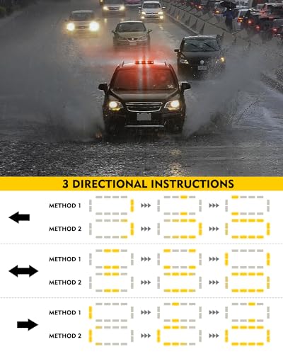 LUMENIX Rooftop Strobe Beacon Lights White Red LED Emergency Warning Caution Flashing Traffic Light Bar for POV Firefighter Ambulance Vehicles Fire Trucks, American Flag Pattern | Patented Design - color: White Red