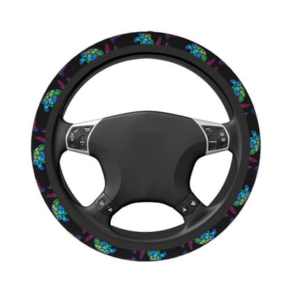 Sea Turtle Steering Wheel Cover with 2 Car Coasters Non Slip Neoprene for Women Men Universal 15 Inch - color: Sea Turtle