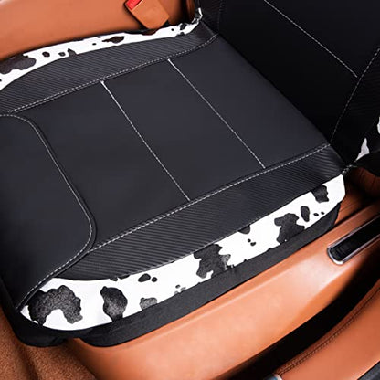 Flying Banner car seat Covers Protects Water Proof Faux Leather Carbon Fiber Fronts Cow Black - color: Cow Black, size: Front Pair -- 2PCS