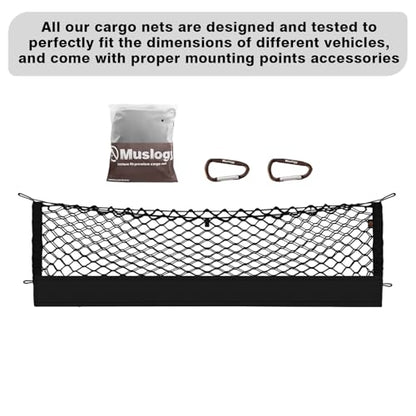 Muslogy Truck Bed Cargo Net Trunk Netting Compatible with 2015-2020 Chevy Suburban | GMC Yukon XL Accessories, Pickup Cargo Organizer SUV Sedan Storage Net w/Heavy Duty Carabiners - style: 2015-2020 Suburban & Yukon XL