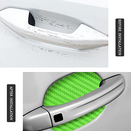 Blilo 8PCS Car Door Handle Sticker, Carbon Fiber Anti-Scratches, Universal Fit, Green/8PCS - color: Green/8PCS