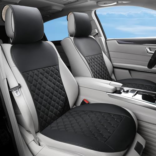 2pcs Car Seat Covers,Leather Water Proof Material No Slip Soft Car Seat Protector Side not Wrapped,for Car with Airbags,Seat Covers Universal for Most Automotive,Suvs,Vans,Trucks (Black) - color: Black
