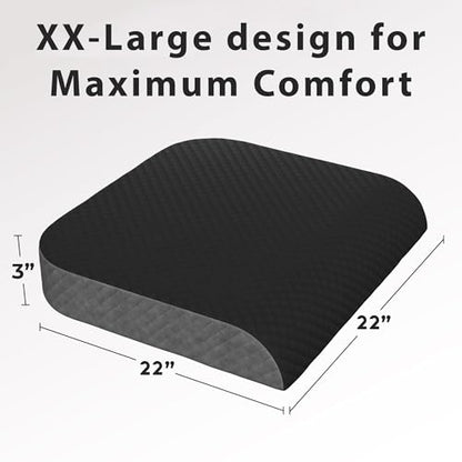 Kölbs Extra Large Seat Cushion Stylish Plush Velvet Cover XL Memory Foam for Office Chair, Floor Pillow Back Pain Coccyx Bruise Relief Carry Handle - size: XX-Large