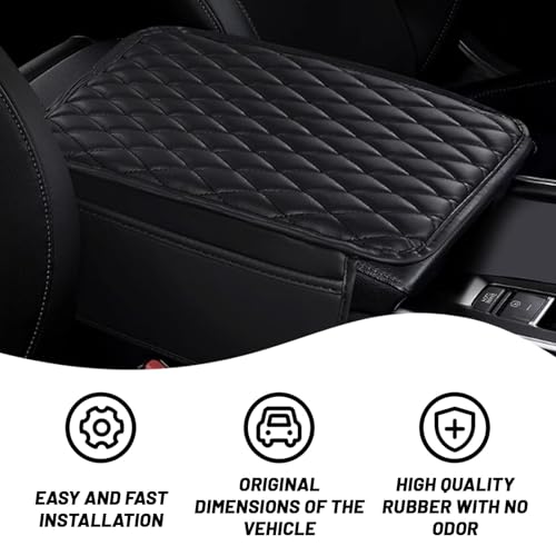 Car Center Console Cover, Upgraded Leather Arm Rest Cover for Car SUV, Car Middle Armrest Console Cover with 2 Storage Bags Scratch Resistant Waterproof Universal Car Accessories (Black) - color: Black