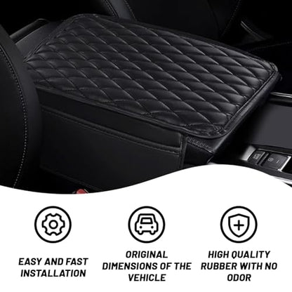 Car Center Console Cover, Upgraded Leather Arm Rest Cover for Car SUV, Car Middle Armrest Console Cover with 2 Storage Bags Scratch Resistant Waterproof Universal Car Accessories (Black) - color: Black