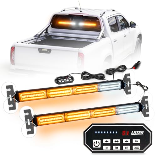 2x17.7 Traffic Advisor Strobe Light Bar Strobe Lights w/Remote Control, Emergency Warning Flashing Safety Windshield Lights for Construction Vehicles Snow Plow Tow Trucks, Amber - color: #04 Amber