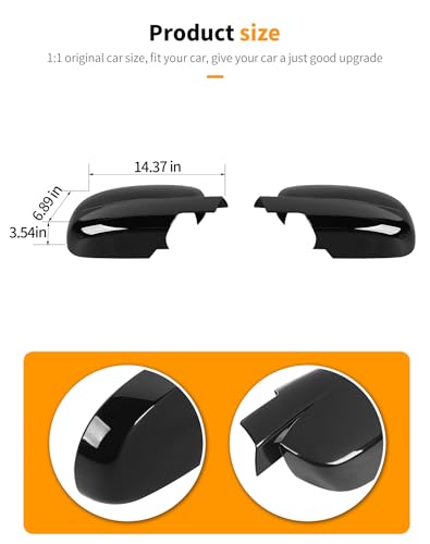 Black Fully Mirror Caps Covers Compatible with 2007-2014 Chevy Silverado GMC Sierra Avalanche Tahoe Suburban Yukon Escalade ESV Side View Door Mirror Cover Caps (Left Right) - color: Fully Caps Black