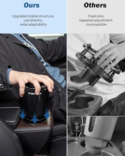 JOYTUTUS Cup Holder Expander for Car, 2 Pack Car Cup Holder Expander for YETI, Hydro Flask, Nalgene, Large Car Cup Holders Hold 18-40 oz Bottles and Mugs, Universal Car Cup Holder Adapter - size: 2pcs