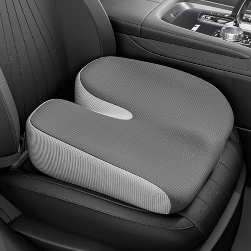 Adult Car Booster Seat Cushion - Memory Foam Car Seat Wedge Cushion - Coccyx Cushion for Tailbone Pain - Driver Seat 3 Inch Height Boost Cushion - for Cars, Trucks, Home & Office Chairs, Grey - color: Grey