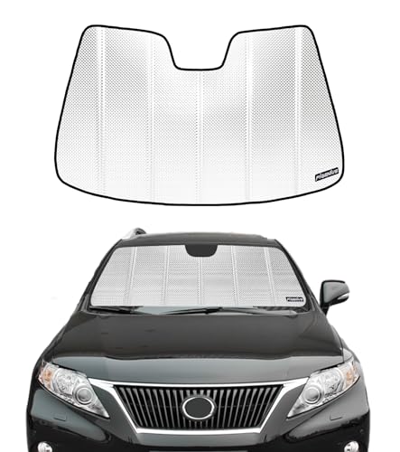 Pigenius Windshield Sun Shade for Lexus RX350/RX450h 2010-2015. Reflective Aluminum Film Front Window Sunshade - BLAZBLOCK - color: Shiny Silver, size: 2010-2015 RX