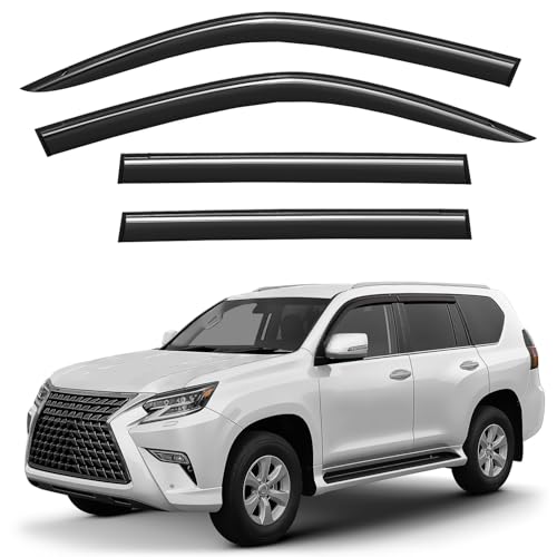 Window Deflectors Smoke Tinted Tape-On Side Window Vent Visor Deflectors Rain Guards Compatible with Lexus GX 2010-2023 - 4 pcs. GW0978 - color: For GX 10-23