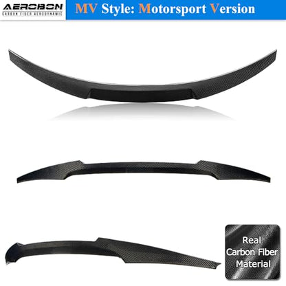 AeroBon Real Carbon Fiber Trunk Spoiler Compatible with 2014-2020 Audi A3 S3 RS3 Spoiler 8V Sedan Rear Spoiler (MV Style) Motorsport Version - size: MV