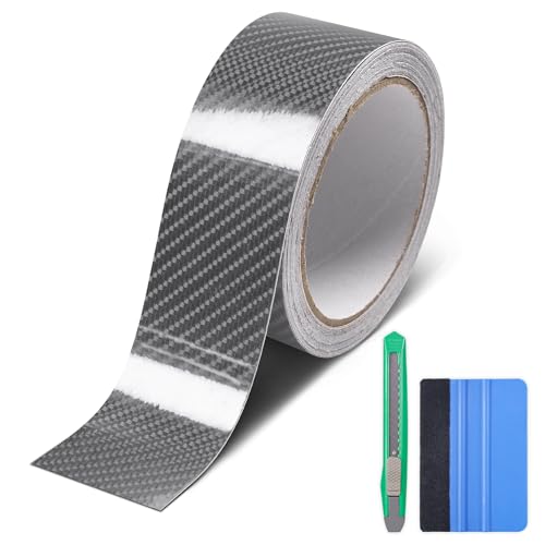 Lypumso 6D High Gloss Carbon Fiber Vinyl Wrap Tape, Chrome Delete Tape for Cars Motorcycle Detailing DIY Car Door Edge Guard Decals Blackout Tape Roll (6D Grey, 2in x 30ft) - color: 6D Grey, size: 2in x 30ft