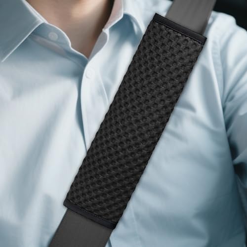 2PCS Car Seat Belt Covers, Soft Seat Belt Shoulder Pads Neck Covers, Breathable Mesh Seatbelt Strap Protector, Car Interior Accessories for Comfortable Driving Fit for Truck SUV (Black) - color: Black