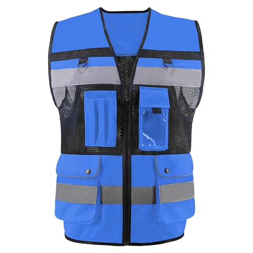 Safety Vest High Visibility Reflective Construction Vest for Men Women - color: Royal Blue, size: Small
