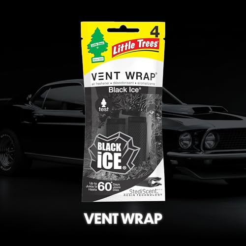LITTLE TREES Car Air Freshener | Vent Wrap Provides Long Lasting Scent, Invisibly Fresh | 16 Air Fresheners | Black Ice - color: Black Ice